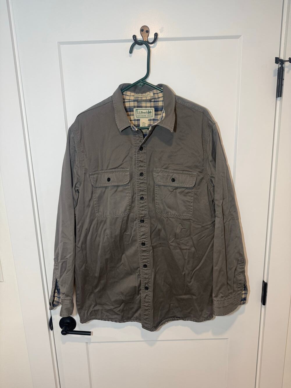 Vintage LL Bean Hurricane Flannel Lined Button Up Heavyweight Shacket. M Tall
